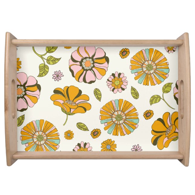 70's Retro Floral Pattern Serving Tray (Front)
