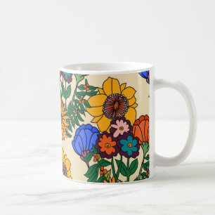 70s Retro Floral Pearl- Mid Century Modern  Coffee Mug