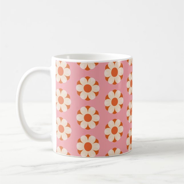 70s Retro flower power pattern backgroundretro, 70 Coffee Mug (Left)