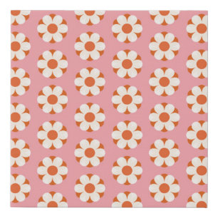 70s Retro flower power pattern backgroundretro, 70 Faux Canvas Print
