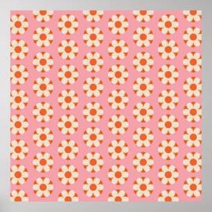 70s Retro flower power pattern backgroundretro, 70 Poster