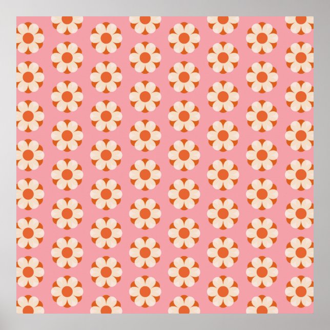 70s Retro flower power pattern backgroundretro, 70 Poster (Front)