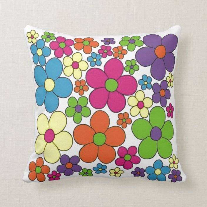 70's Retro Flower Throw Pillow