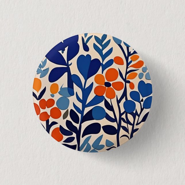 70's retro flowers button (Front)