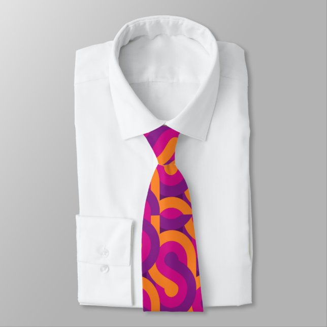 '70s retro funky pink pattern neck tie (Tied)