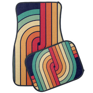 70s Retro Geometric Design Car Floor Mat
