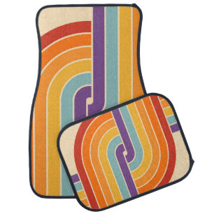 70s Retro Geometric Design Car Floor Mat