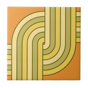 70s Retro Geometric Design Ceramic Tile