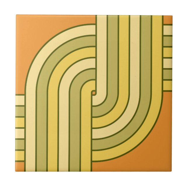 70s Retro Geometric Design Ceramic Tile (Front)