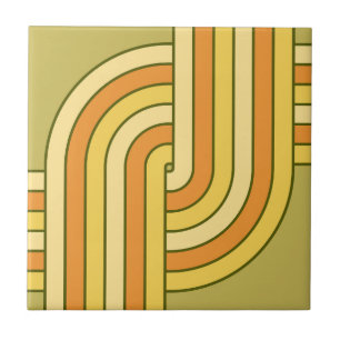 70s Retro Geometric Design Ceramic Tile