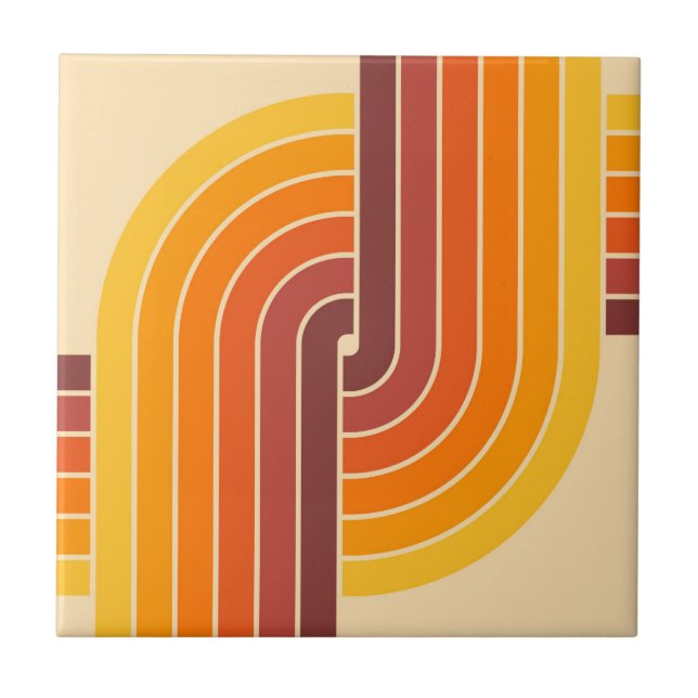 70s Retro Geometric Design Ceramic Tile (Front)