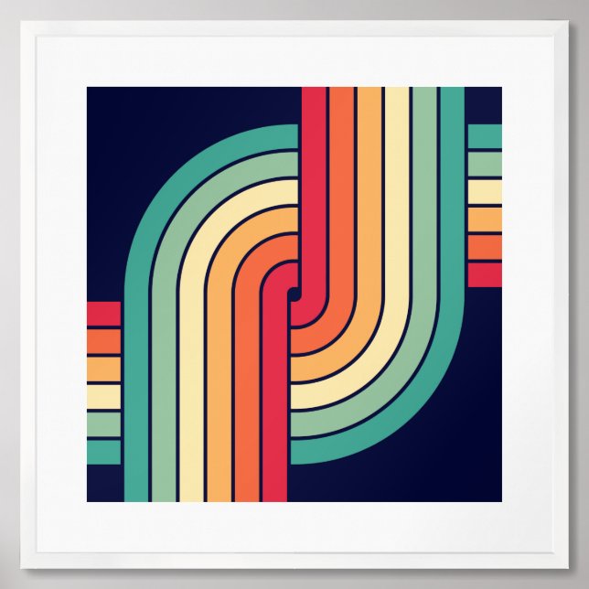 70s Retro Geometric Design Framed Art (Framed Front)