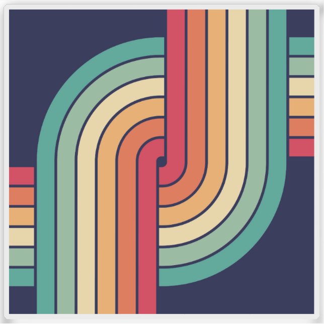 70s Retro Geometric Design Sticker (Front)