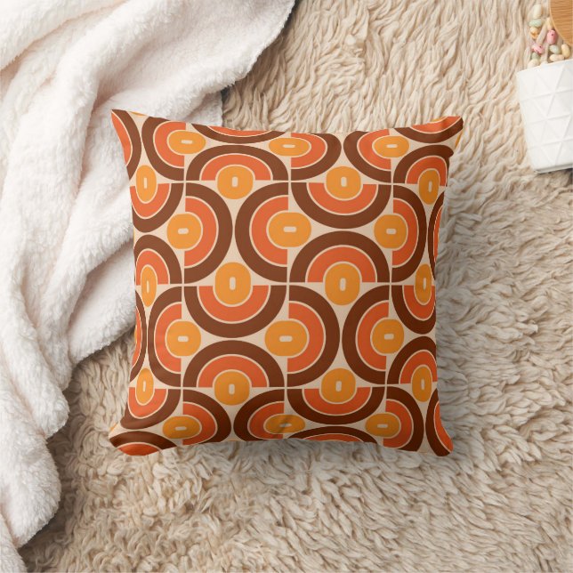 70s Retro Geometric Design Throw Pillow (Blanket)