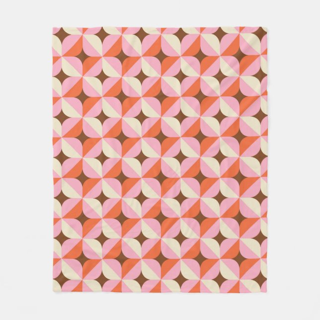 70s Retro Geometric Vintage Pattern Fleece Blanket (Front)