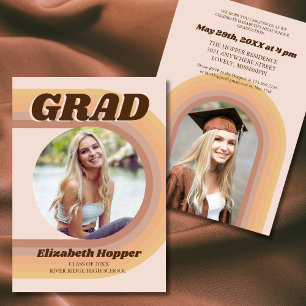 70s Retro Groovy Arch Funky Photo Graduation Invitation