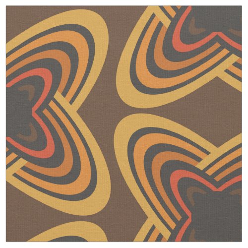 70s Retro Groovy Gold Brown Spirals Fabric