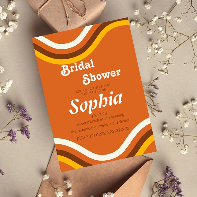 70S  RETRO groovy hippie BRIDAL SHOWER  Invitation (Creator Uploaded)