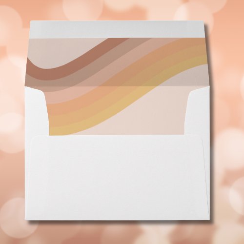 70s Retro Groovy Lines Funky Photo Wedding Envelope