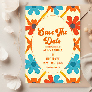 70's Retro Groovy Orange Wedding Save The Date