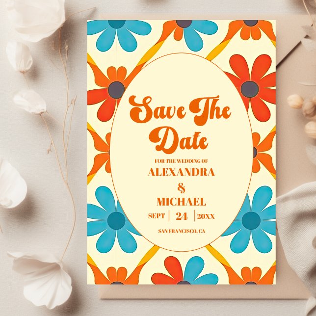 70's Retro Groovy Orange Wedding  Save The Date (Creator Uploaded)