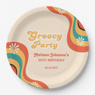 70s Retro Groovy Party Daisies Flower Birthday Paper Plates