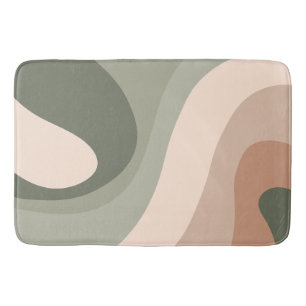 70s Retro Groovy Pattern Green, Peach, Cream Bath Mat