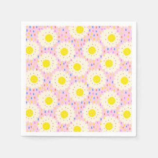 70s Retro Groovy Pink Daisy Floral Pattern Napkins