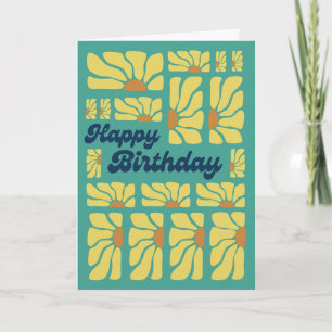 70s Retro Groovy Psychedelic Hippy Flower Birthday Card