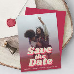 70's Retro Groovy Viva Magenta Photo Wedding Save The Date<br><div class="desc">Celebrate in style with these very trendy 70's retro style photo wedding save the date cards. The design is easy to personalize with your own photo and wording and your family and friends will be thrilled when they receive these fabulous save the dates. Matching items can be found in the...</div>