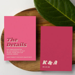 70's Retro Groovy Viva Magenta Wedding Detail Enclosure Card