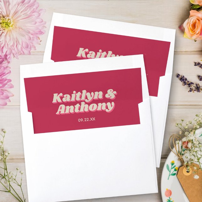 70's Retro Groovy Viva Magenta Wedding Envelope Liner (Creator Uploaded)