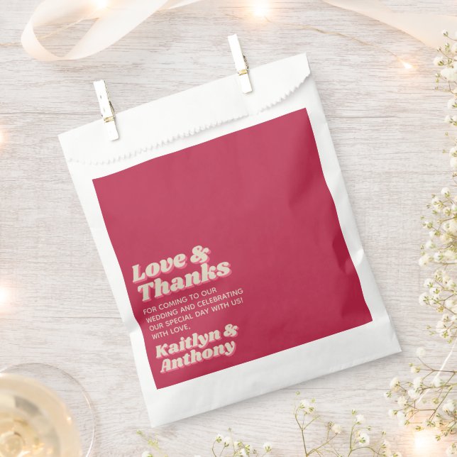 70's Retro Groovy Viva Magenta Wedding Favor Bag (Clipped)