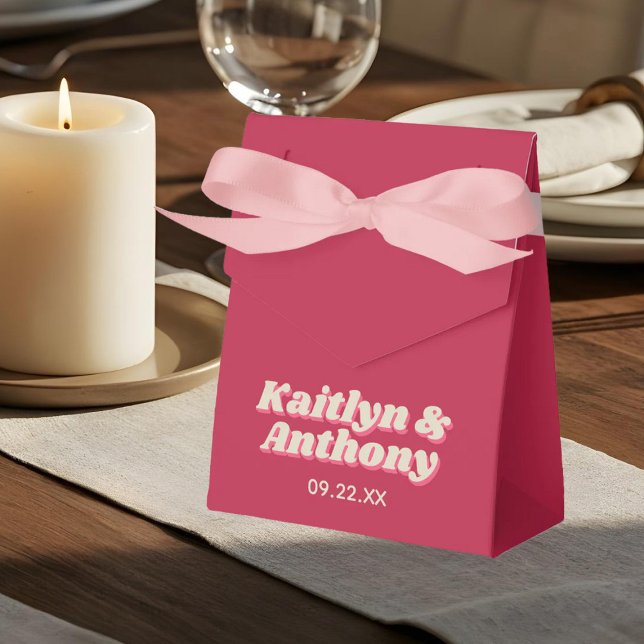 70's Retro Groovy Viva Magenta Wedding Favor Boxes (Creator Uploaded)