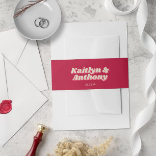 70's Retro Groovy Viva Magenta Wedding Invitation Belly Band