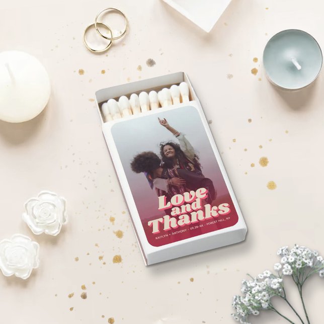 70's Retro Groovy Viva Magenta Wedding Photo Matchboxes (Creator Uploaded)