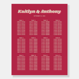 70's Retro Groovy Viva Magenta Wedding Seating Foam Board