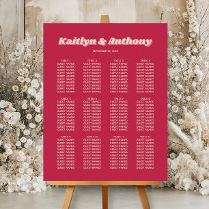 70's Retro Groovy Viva Magenta Wedding Seating Foam Board