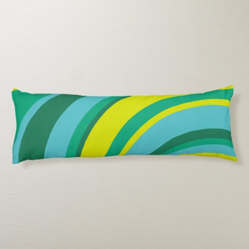 70s Retro Groovy Wave Rainbow Teal Green Body Pillow