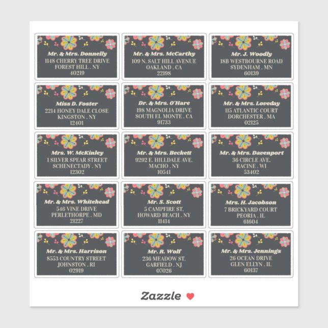 70's Retro Groovy Wedding Individual Guest Address Sticker (Sheet)