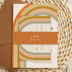 70s Retro Groovy Wedding Invitation Belly Band