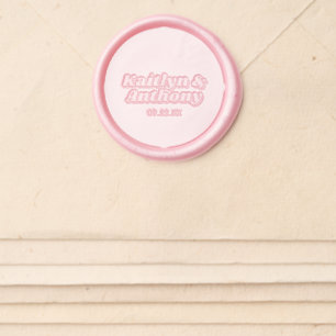 70's Retro Groovy Wedding Wax Seal Sticker