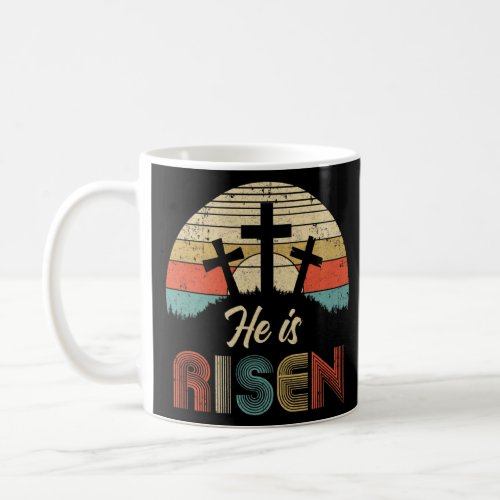 70s Retro He Is Risen Jesus Christian Cross Religi Coffee Mug
