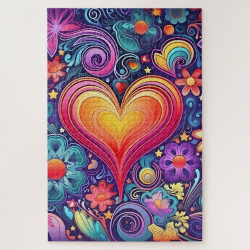 70s Retro Heart Pride Colorful Puzzle