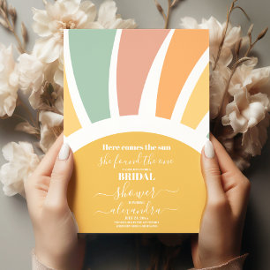 70s Retro Here Comes the Sun Bridal Shower Invitation