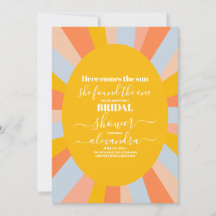 70s Retro Here Comes the Sun Bridal Shower  Invitation