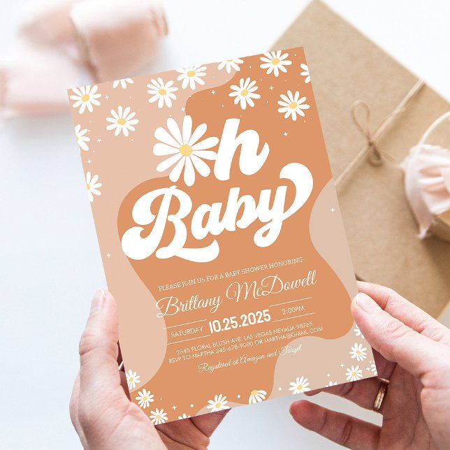 70s Retro Hippie Boho Groovy Baby Shower Invite (Creator Uploaded)