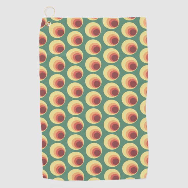 70's Retro Inspired Circle Pattern Golf Towel (Front)