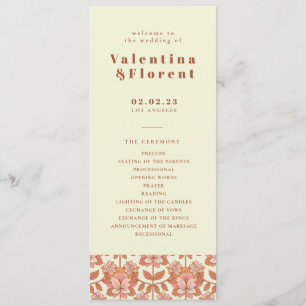 70s Retro Inspired Orange Wedding Program 