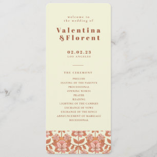 70s Retro Inspired Orange Wedding Program